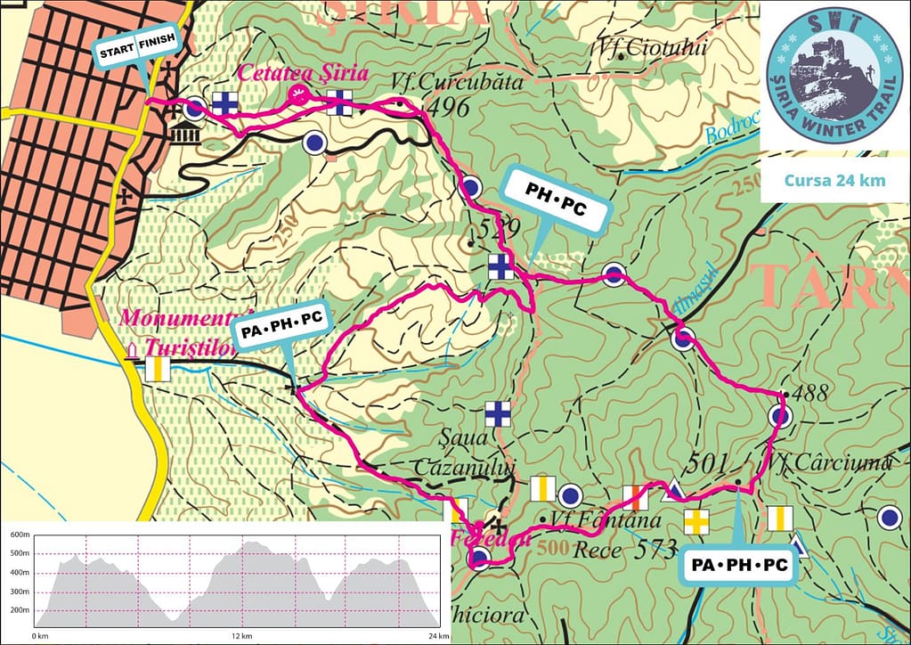 Harta Semimaraton 24km Siria Winter Trail