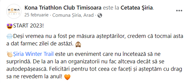 Siria Winter Trail 2023 recenzie Kona Triathlon Club Timisoara